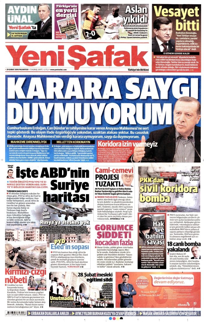 Gazete manşetleri (29.02.2016)