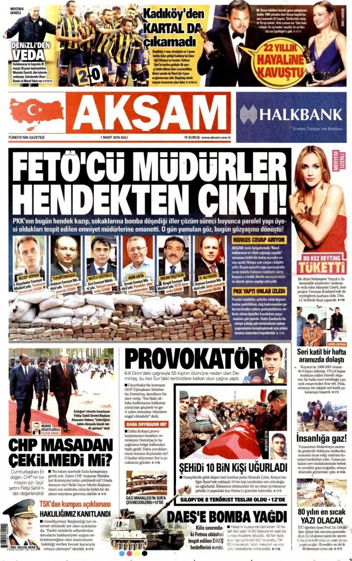 Gazete manşetleri (1 Mart 2016)