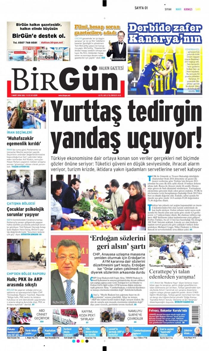Gazete manşetleri (1 Mart 2016)