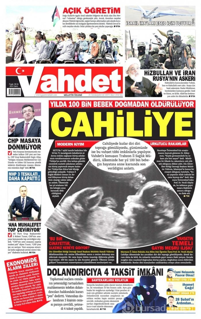 Gazete manşetleri (1 Mart 2016)