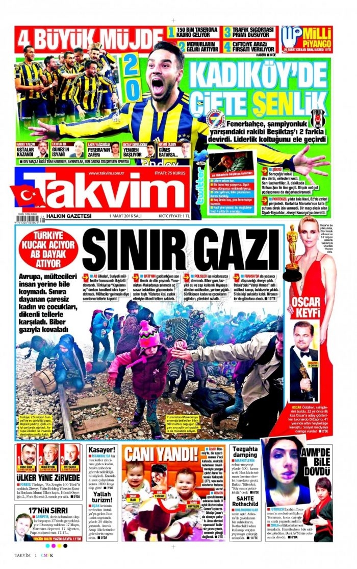 Gazete manşetleri (1 Mart 2016)