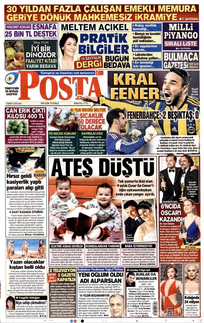 Gazete manşetleri (1 Mart 2016)
