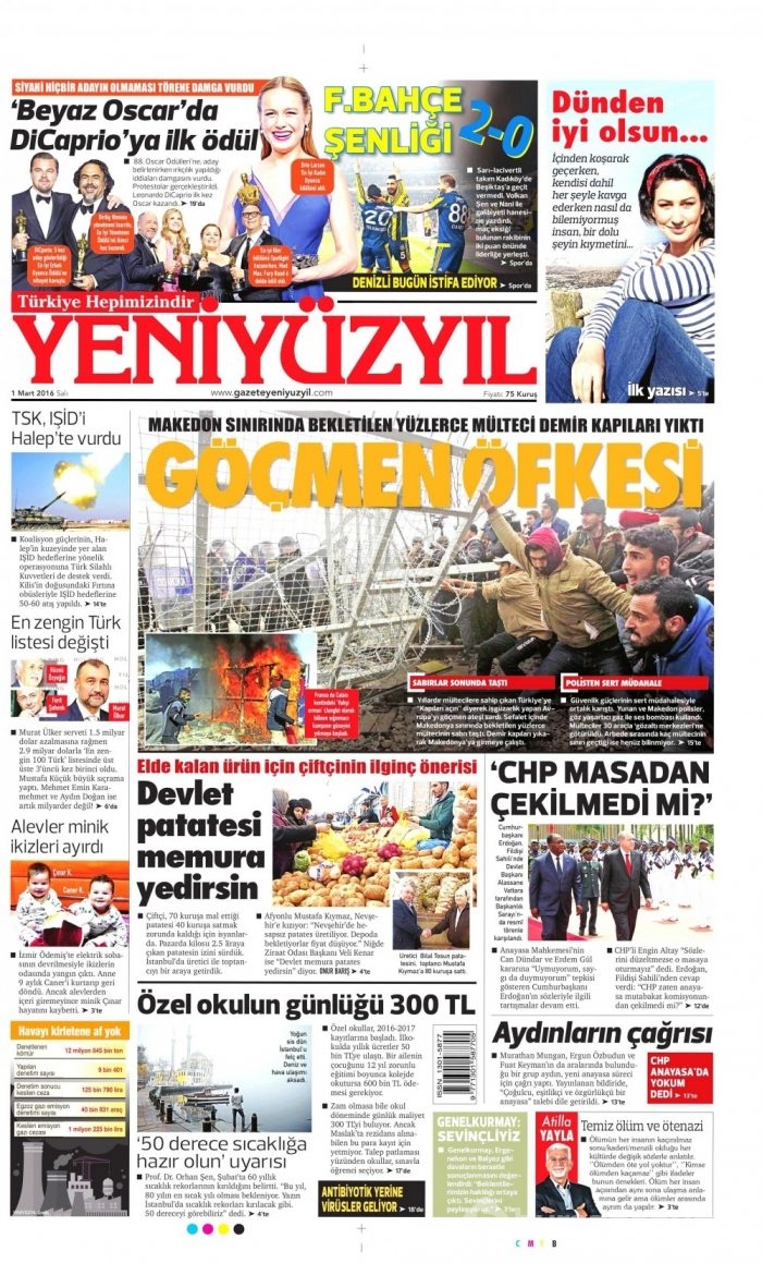 Gazete manşetleri (1 Mart 2016)