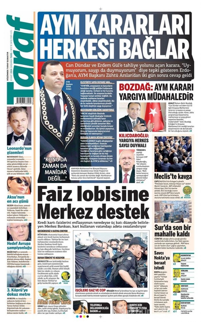 Günün gazete manşetleri - 2 Mart 2016