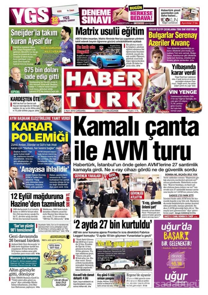 Günün gazete manşetleri - 2 Mart 2016