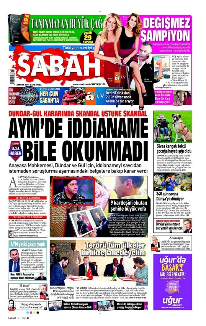 Günün gazete manşetleri - 2 Mart 2016