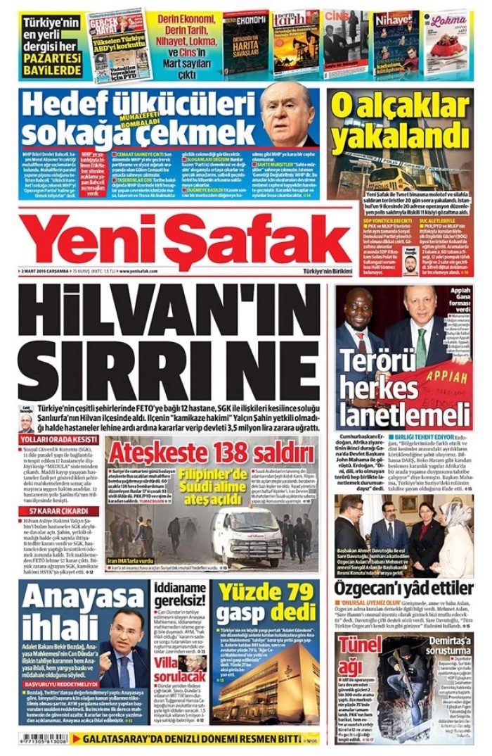 Günün gazete manşetleri - 2 Mart 2016