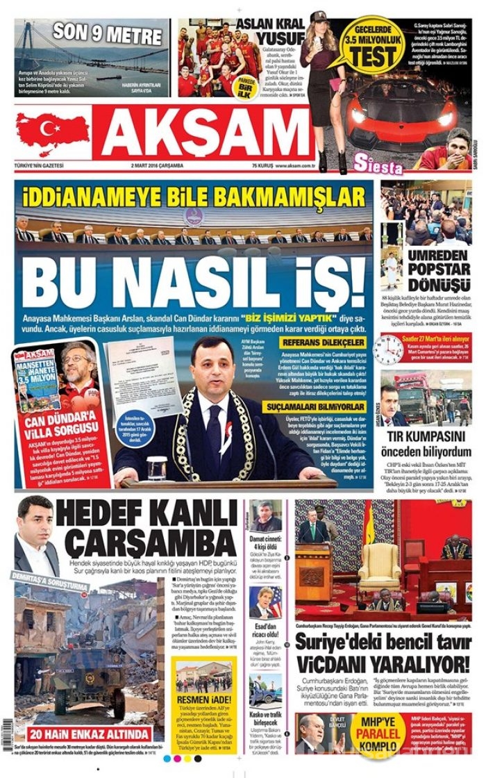 Günün gazete manşetleri - 2 Mart 2016