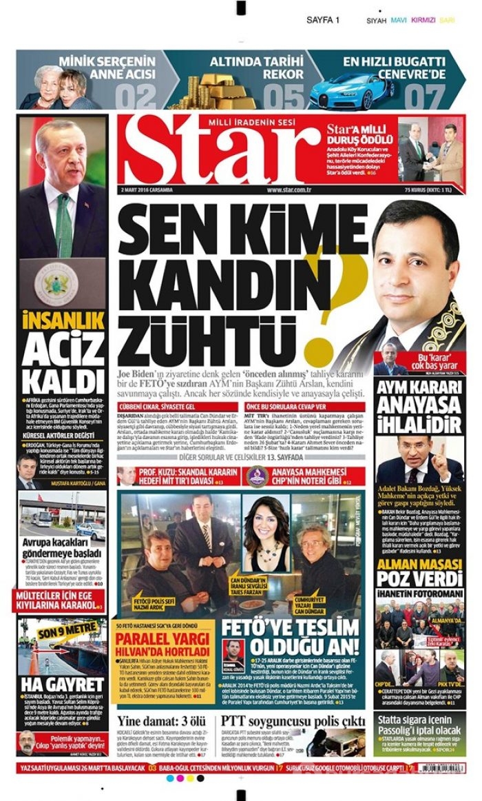 Günün gazete manşetleri - 2 Mart 2016