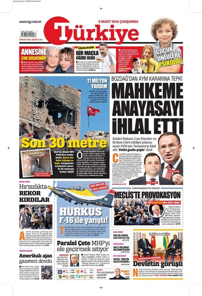 Günün gazete manşetleri - 2 Mart 2016