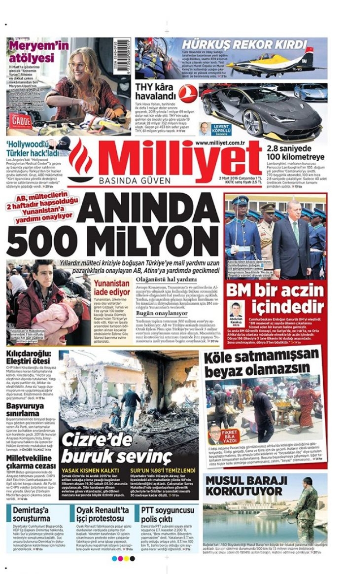 Günün gazete manşetleri - 2 Mart 2016