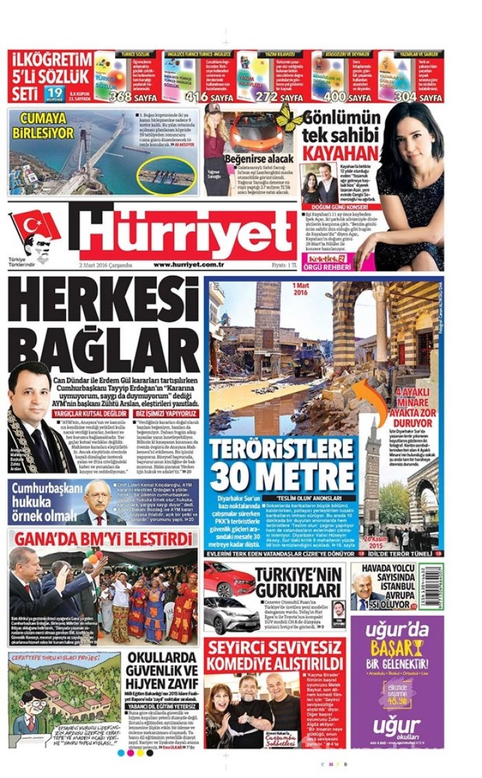 Günün gazete manşetleri - 2 Mart 2016