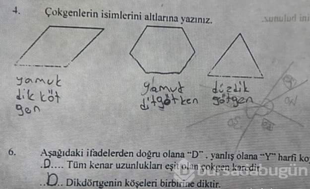 Yanlış ama tam puan alan öğrenci cevapları