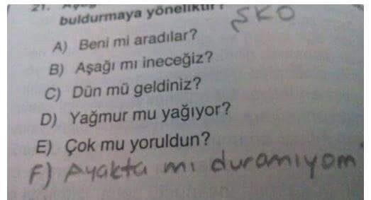 Yanlış ama tam puan alan öğrenci cevapları