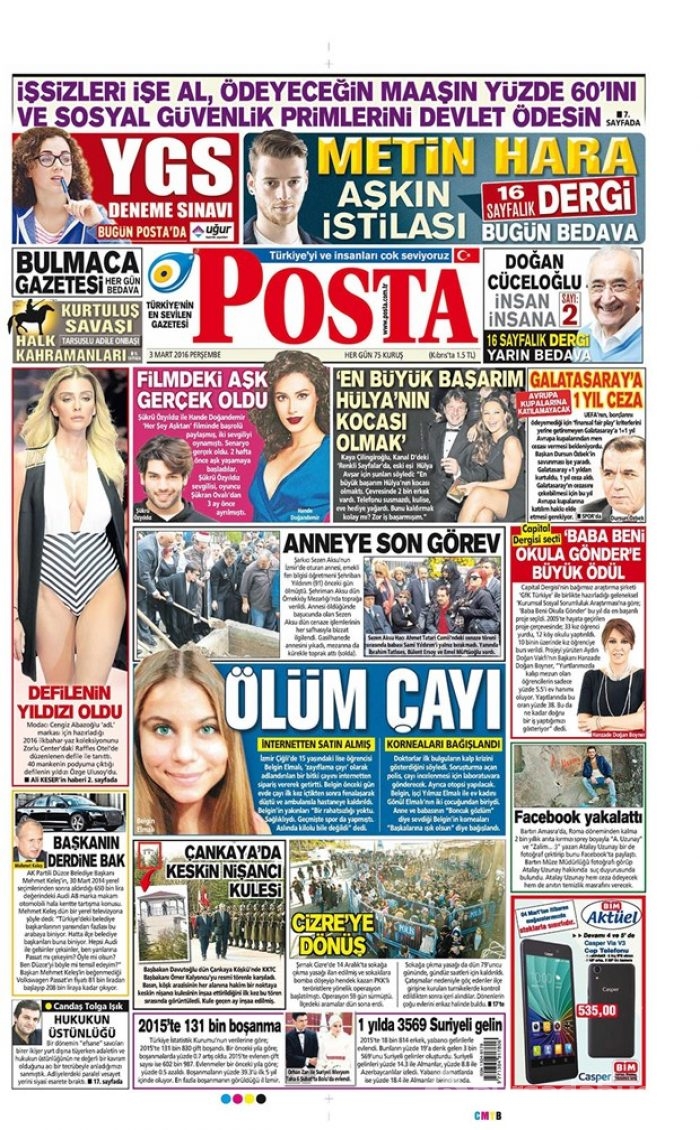 Günün gazete manşetleri  3 Mart 2016