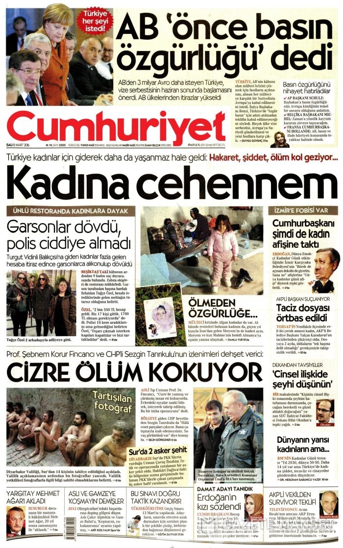 Günün gazete manşetleri (08.03.2016)