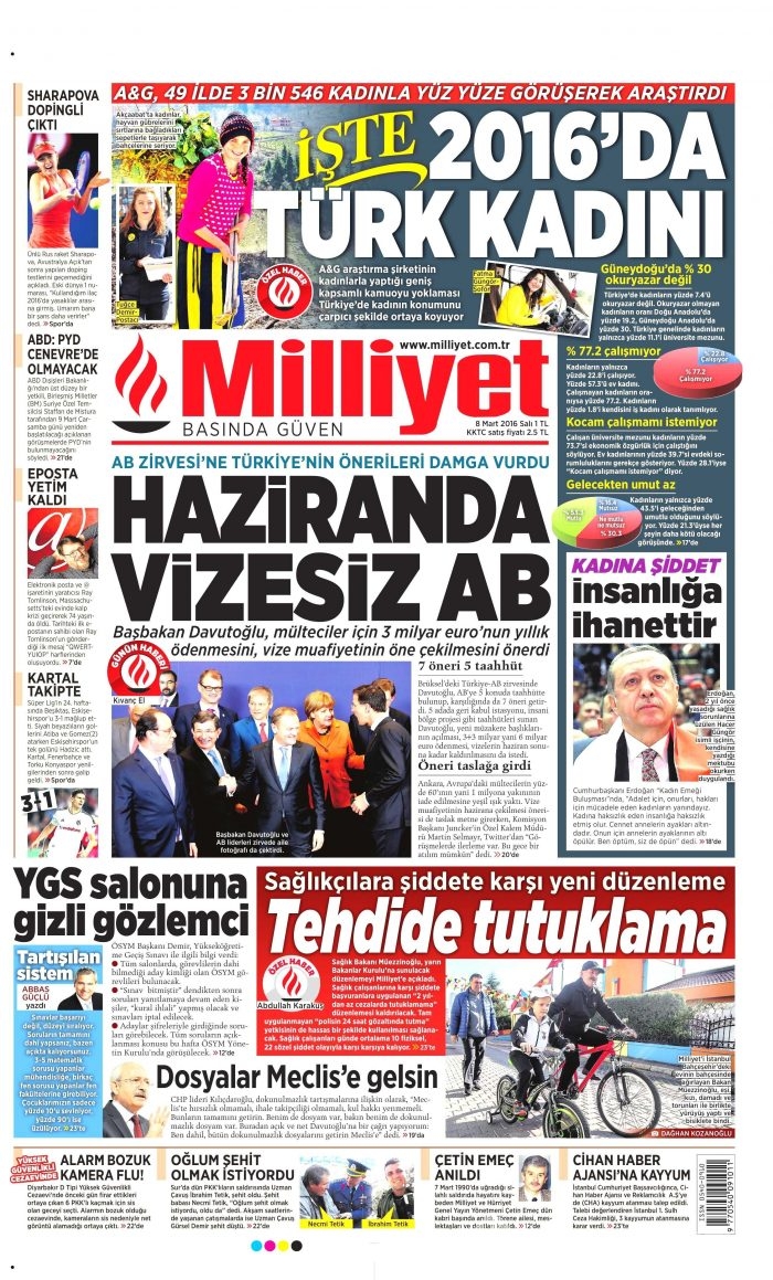 Günün gazete manşetleri (08.03.2016)