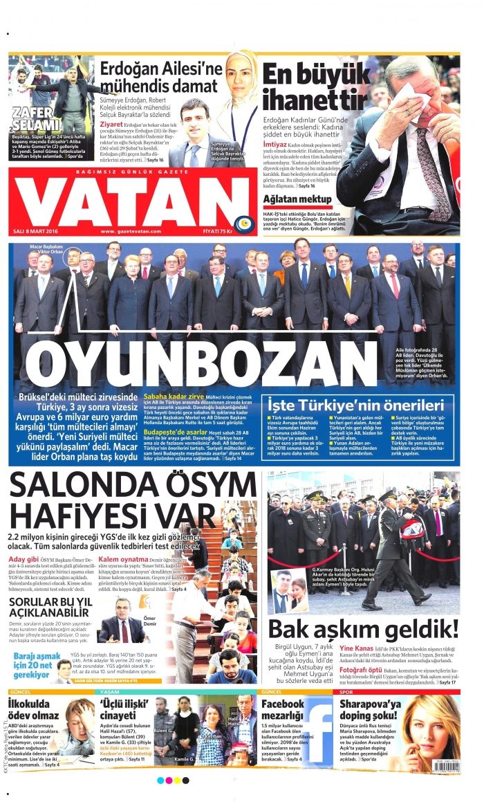 Günün gazete manşetleri (08.03.2016)