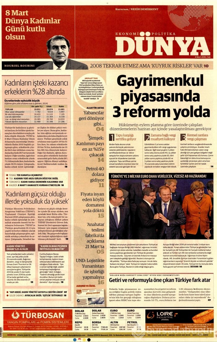 Günün gazete manşetleri (08.03.2016)