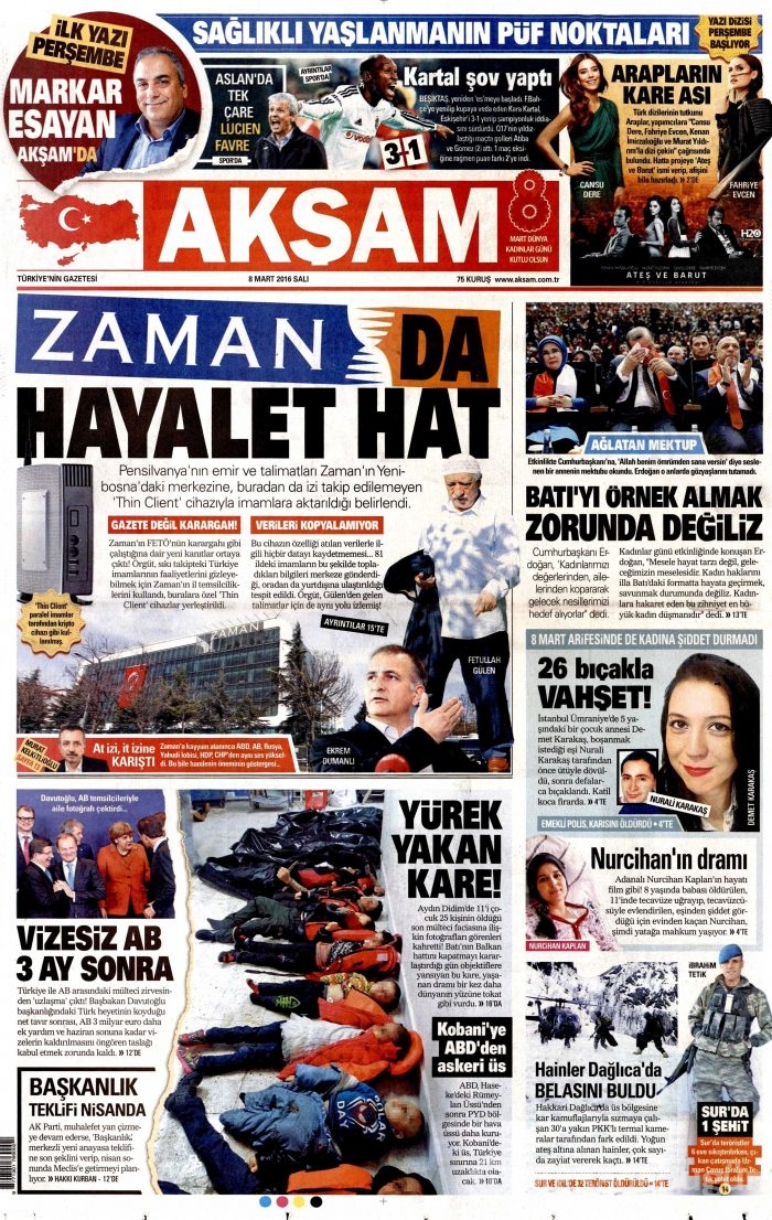 Günün gazete manşetleri (08.03.2016)