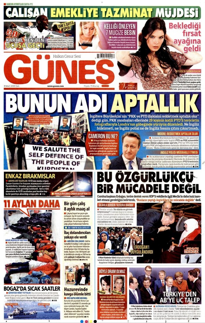 Günün gazete manşetleri (08.03.2016)