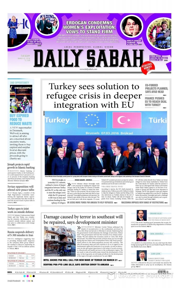 Günün gazete manşetleri (08.03.2016)