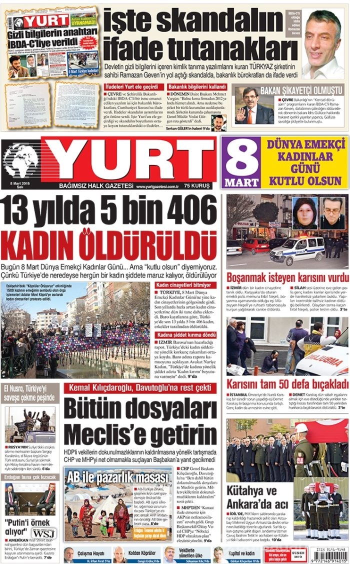 Günün gazete manşetleri (08.03.2016)