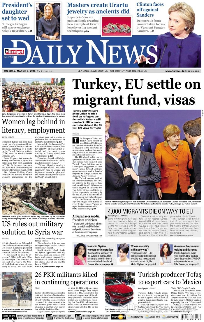 Günün gazete manşetleri (08.03.2016)