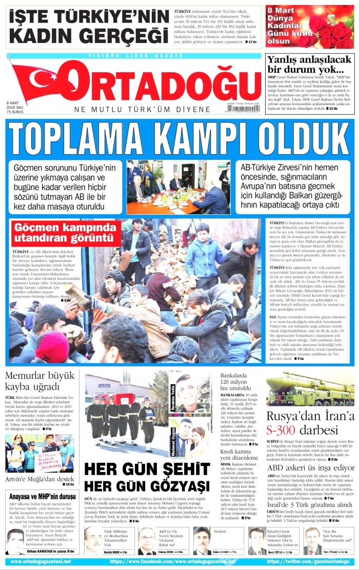 Günün gazete manşetleri (08.03.2016)