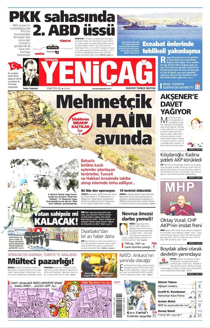Günün gazete manşetleri (08.03.2016)