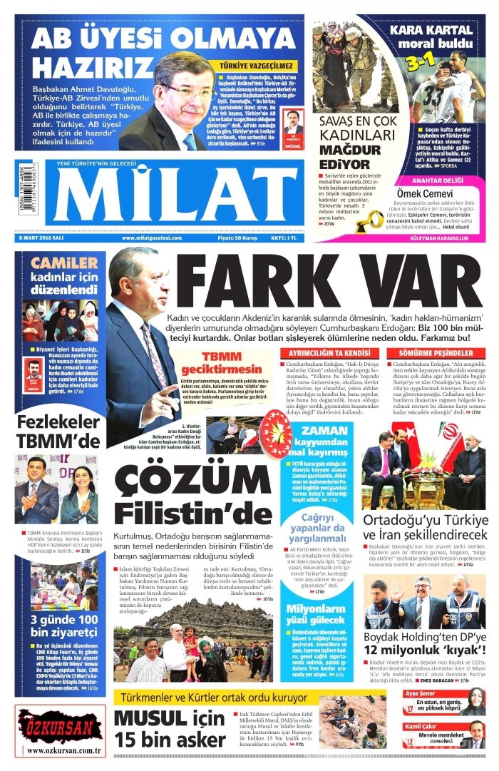 Günün gazete manşetleri (08.03.2016)