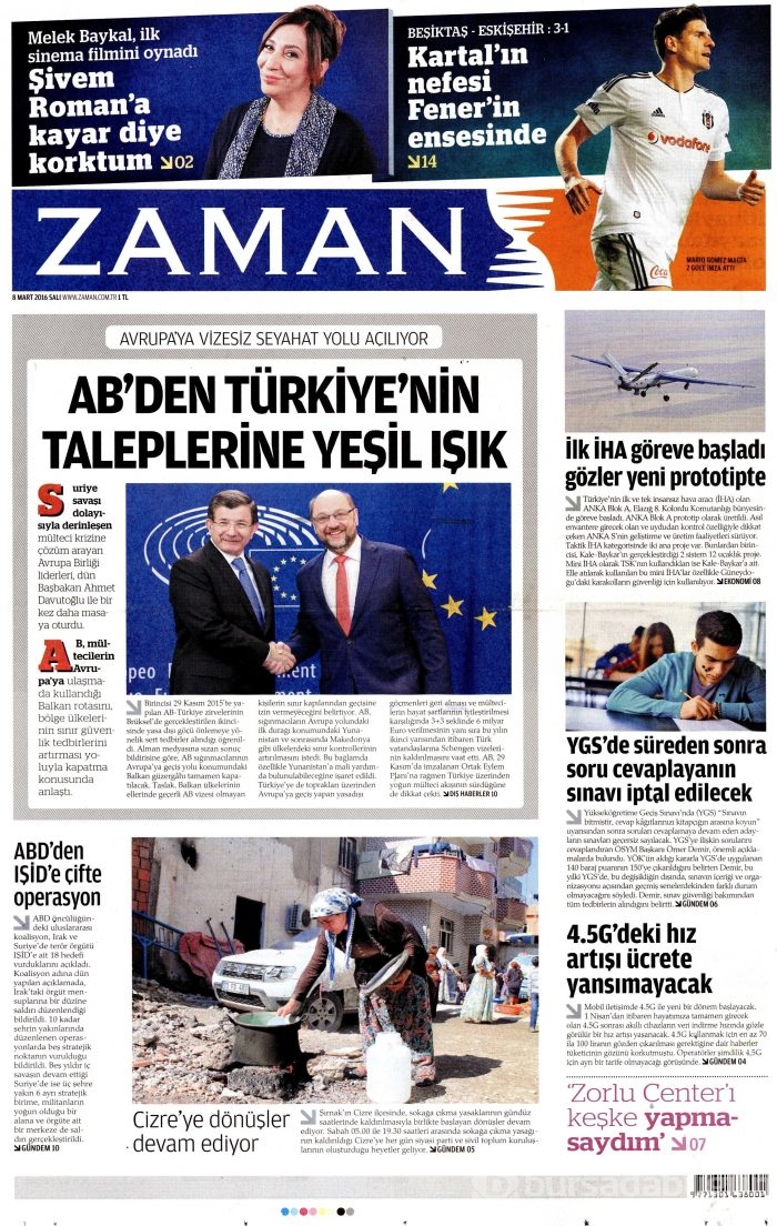 Günün gazete manşetleri (08.03.2016)
