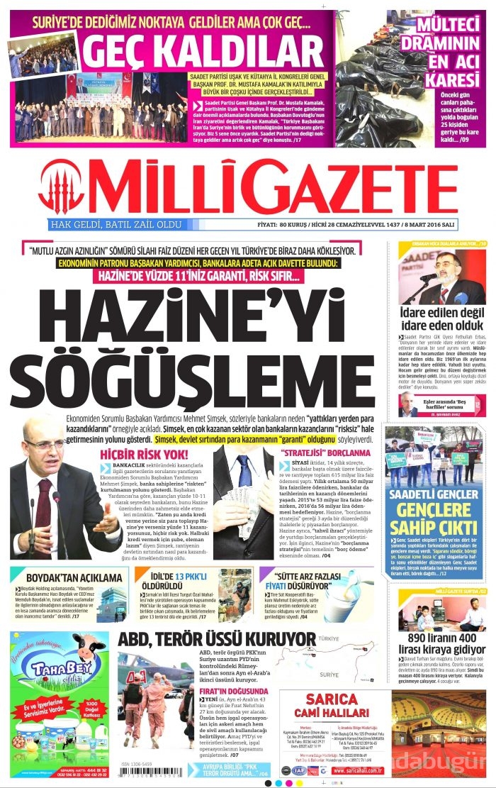 Günün gazete manşetleri (08.03.2016)