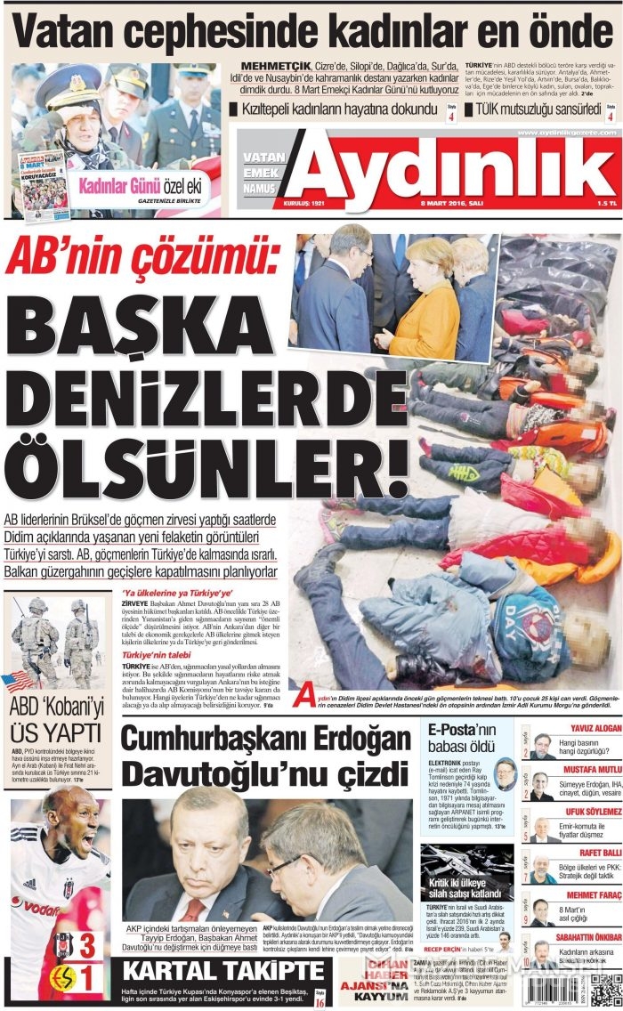 Günün gazete manşetleri (08.03.2016)