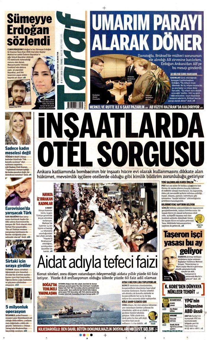 Günün gazete manşetleri (08.03.2016)