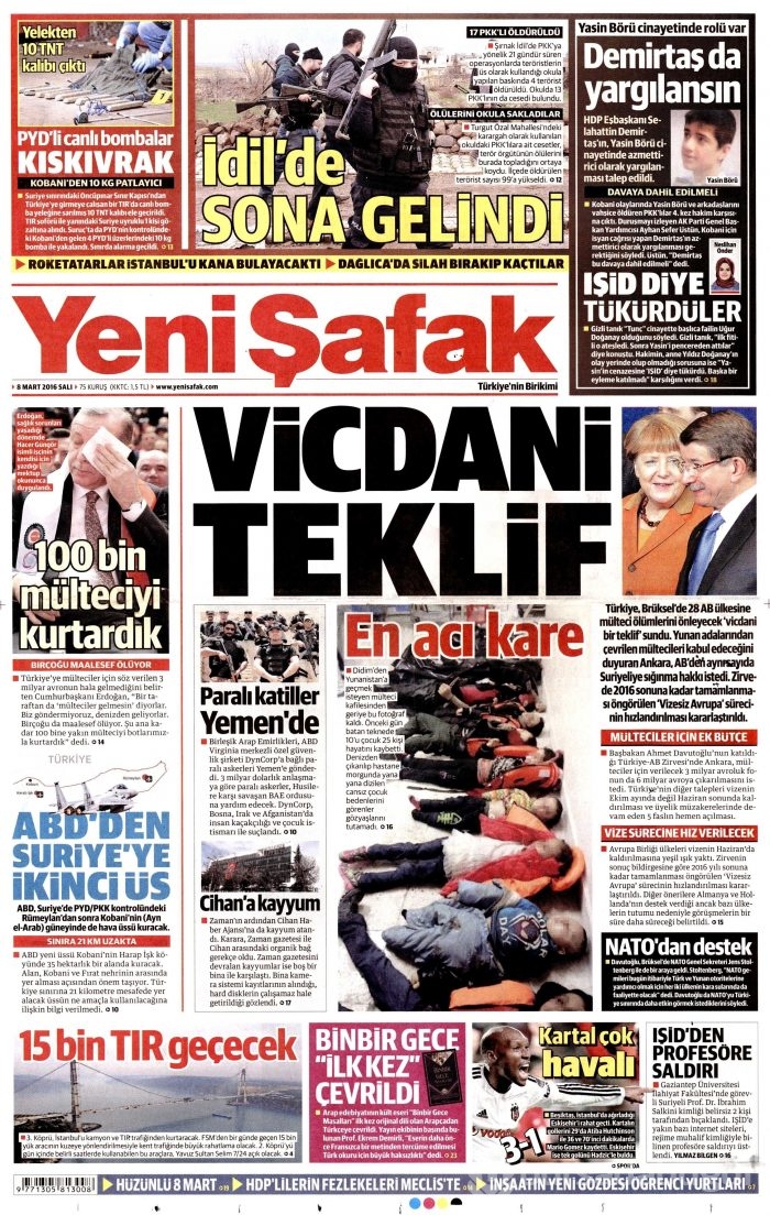 Günün gazete manşetleri (08.03.2016)