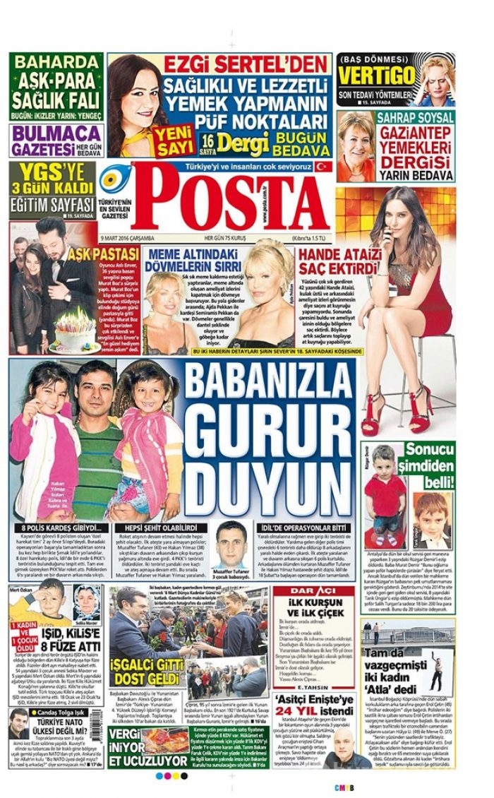 Günün gazete manşetleri - 9 Mart 2016