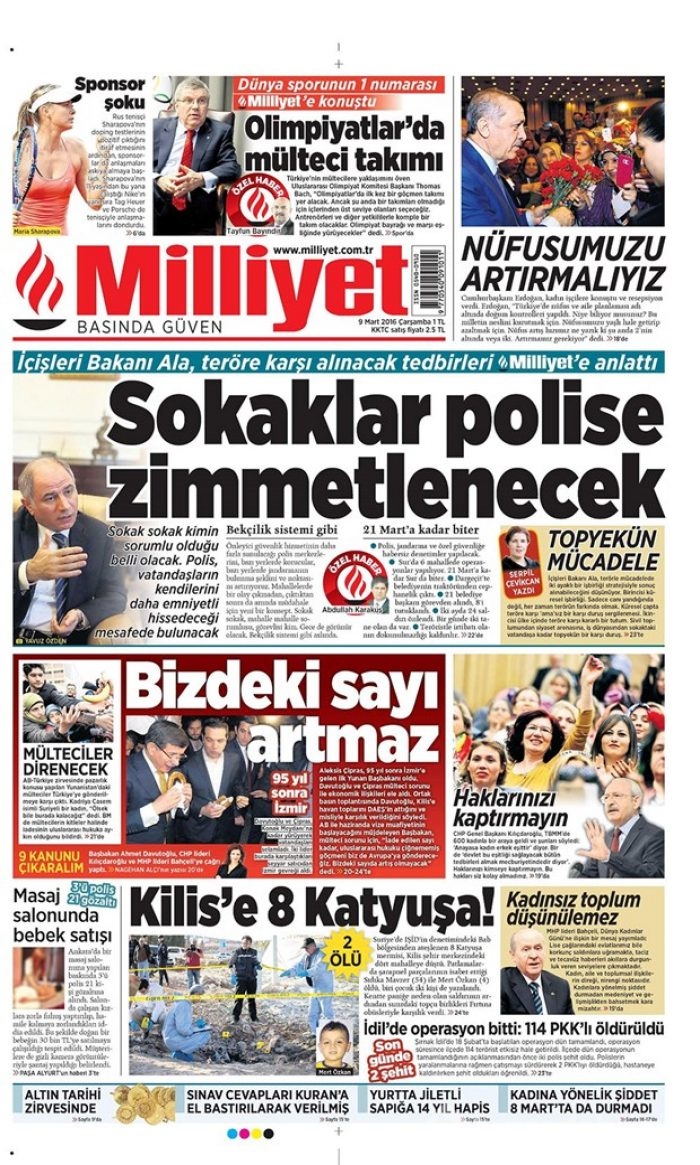 Günün gazete manşetleri - 9 Mart 2016