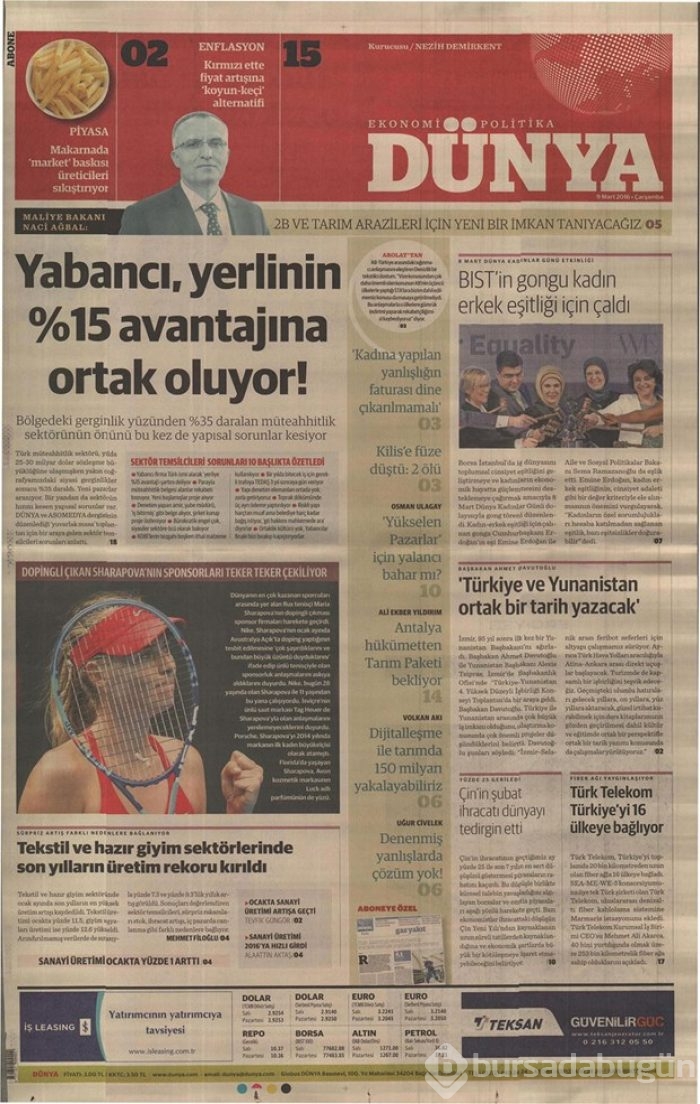 Günün gazete manşetleri - 9 Mart 2016