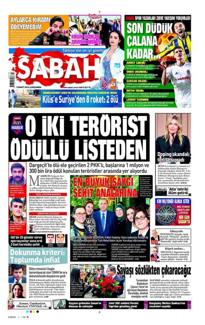 Günün gazete manşetleri - 9 Mart 2016