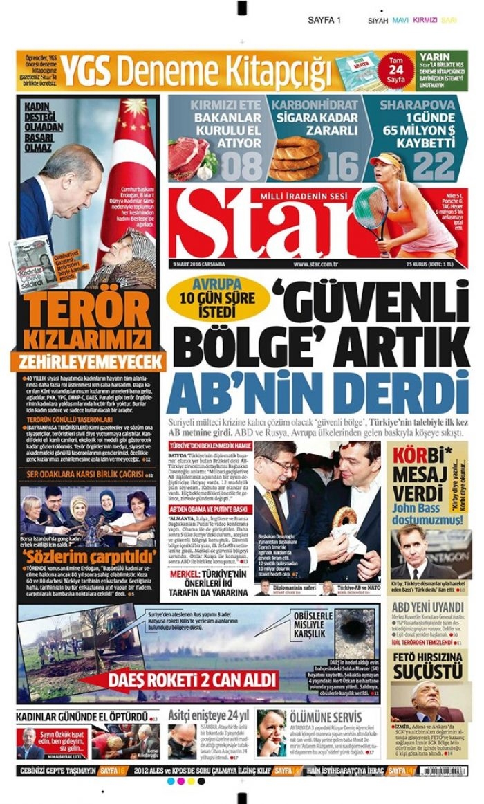 Günün gazete manşetleri - 9 Mart 2016