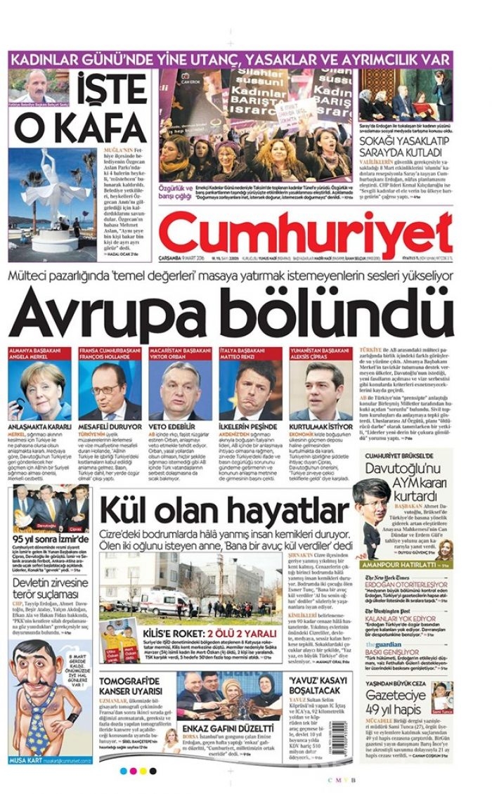 Günün gazete manşetleri - 9 Mart 2016