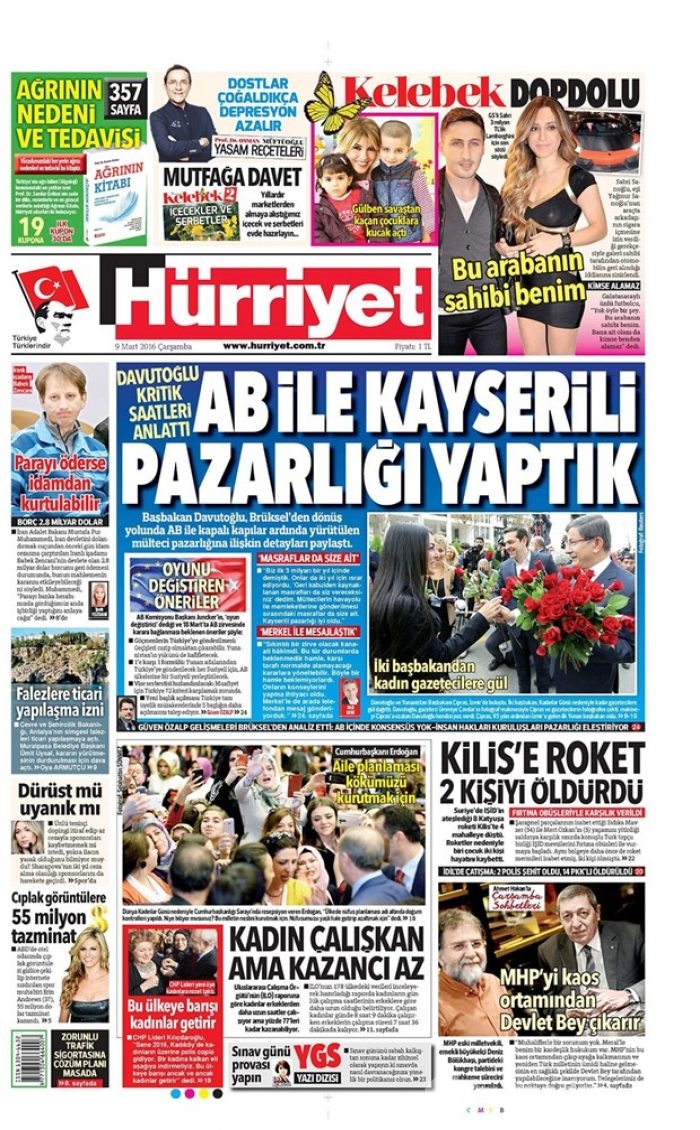 Günün gazete manşetleri - 9 Mart 2016