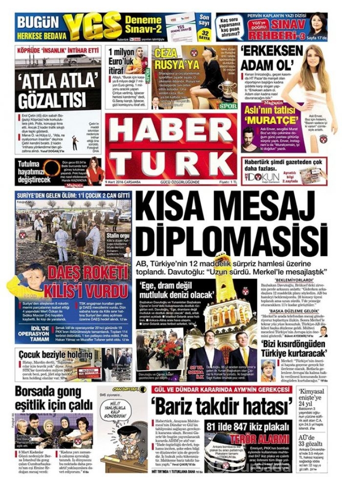 Günün gazete manşetleri - 9 Mart 2016