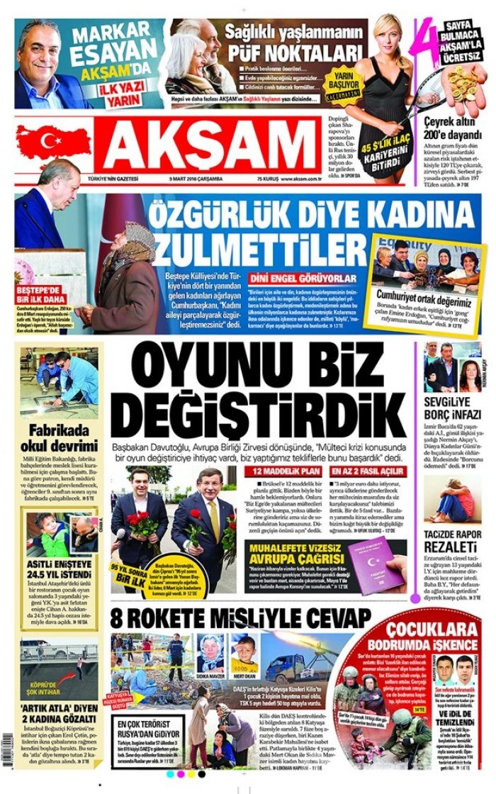 Günün gazete manşetleri - 9 Mart 2016
