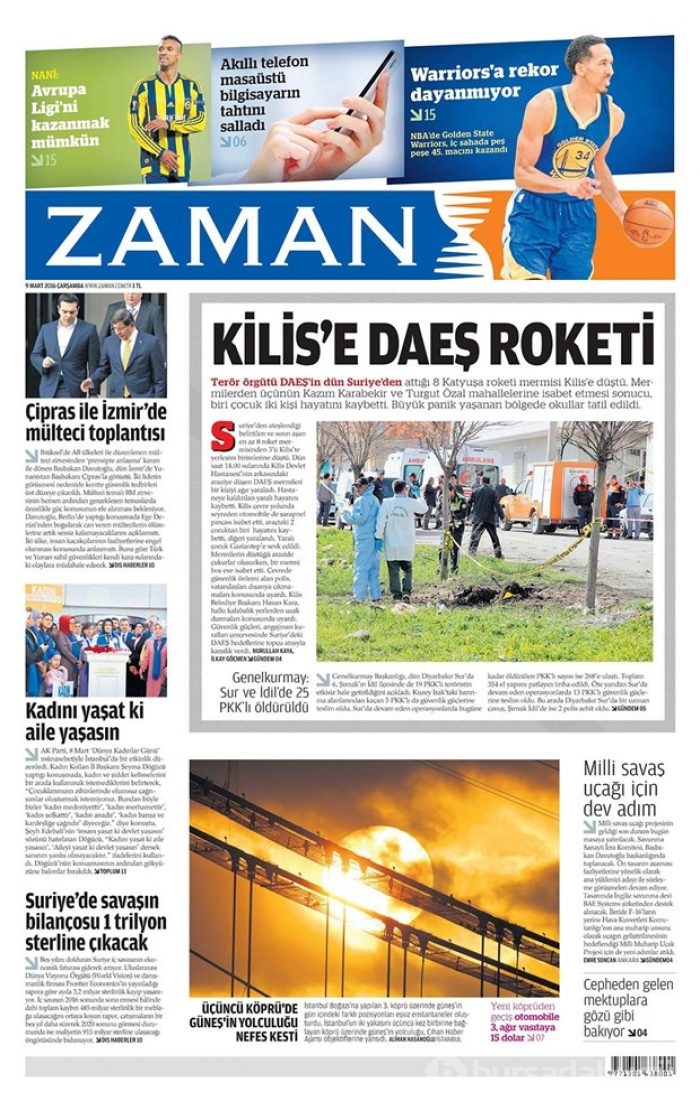 Günün gazete manşetleri - 9 Mart 2016