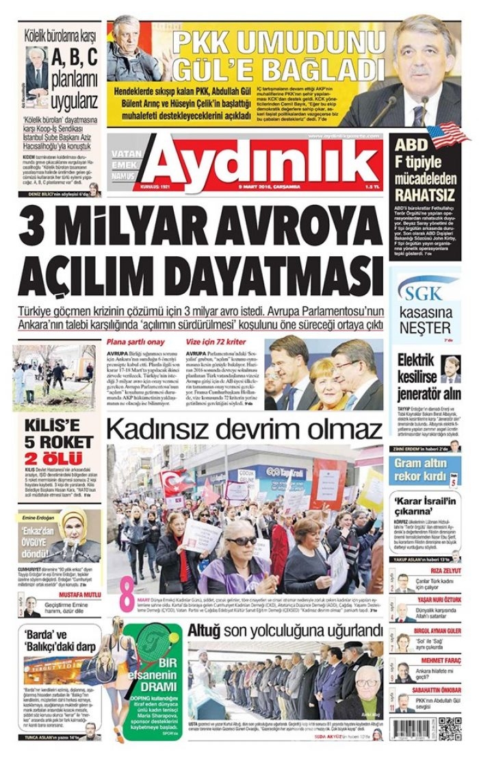 Günün gazete manşetleri - 9 Mart 2016