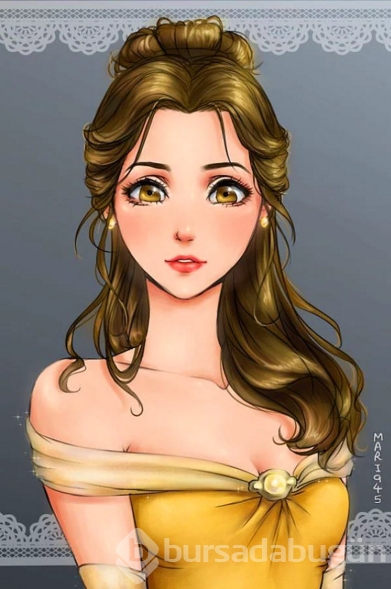 Disney prenseslerinin anime karakterlere dönüştüğü illüstrasyonlar!