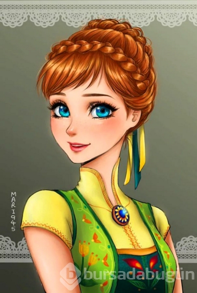 Disney prenseslerinin anime karakterlere dönüştüğü illüstrasyonlar!