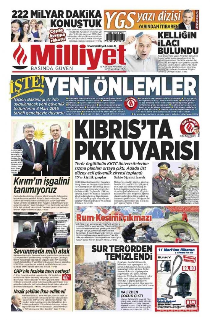 Günün gazete manşetleri 10 Mart 2016